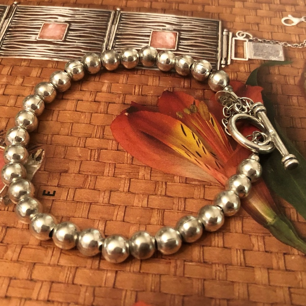 Vintage Silpada Sterling Silver Bead Ball Toggle Clasp Bracelet B0059 - Picture 1 of 9
